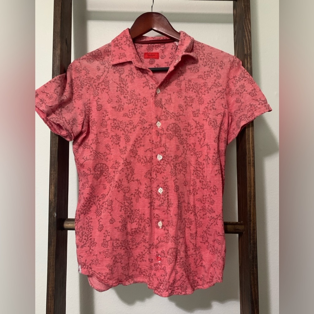Isaia Red Patterned Casual Shirt